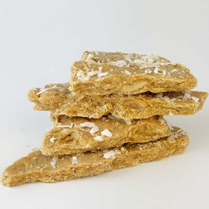 Soft Cashew Brittle with Toasted Coconut